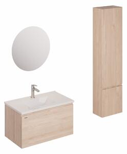 Kúpeľňová zostava s umývadlom vrátane umývadlovej batérie, vtoku a sifónu Naturel Ancona akácie KSETANCONA16