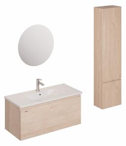 Kúpeľňová zostava s umývadlom vrátane umývadlovej batérie, vtoku a sifónu Naturel Ancona akácie KSETANCONA2