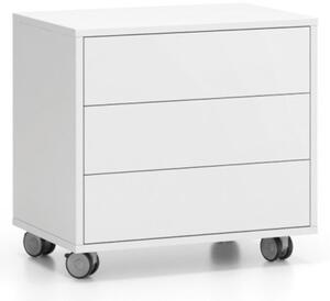 Pojazdná skrinka na kolieskach LAYERS, krátka, 3 zásuvky, 600 x 400 x 575 mm, biela