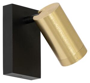 Nástenná lampa čierna so zlatom nastaviteľná s vypínačom - Jeana Luxe