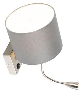 Inteligentná nástenná lampa oceľ s sivým tienidlom vrátane Wifi A60 - Brescia
