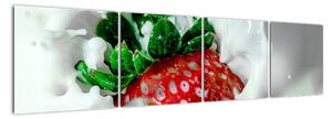 Obraz jahody v jogurte (Obraz 160x40cm)