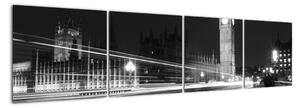 Čiernobiely obraz Londýna - Big ben (Obraz 160x40cm)