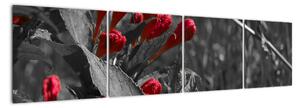 Červené kvety - moderné obrazy (Obraz 160x40cm)