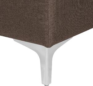 Leňoška hnedá prešívaná látková moderná obývacia izba nastaviteľné ležadlo strieborné nohy bočné opierky