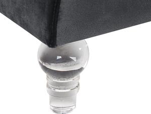 Čierna pohovka zamatová prešívaná v štýle tuxedo