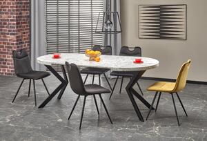 Halmar Rozkladací jedálenský stôl PERONI 100(250)x100 biely mramor/čierny