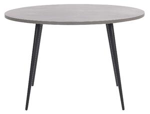 Jedálenský stôl sivý betónový efekt ⌀ 120 cm okrúhly čierne kovové nohy moderný glamour štýl kuchyňa jedáleň