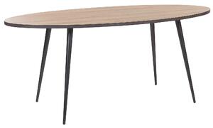 Jedálenský stôl tmavé drevo čierna MDF kov 180 x 90 cm oválny tvar pre 6 osôb moderný štýl kuchyňa jedáleň