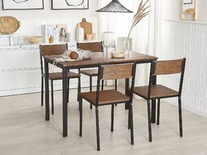 Jedálenská súprava jedálenský stôl 110 x 70 cm a 4 stoličky z tmavého dreva z čierneho oceľového rámu priemyselný štýl