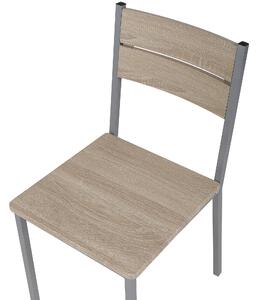 Jedálenská súprava, stôl 110 x 70 cm a 4 stoličky zo svetlého dreva so sivým oceľovým rámom, moderný štýl