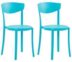 Sada 2 záhradných stoličiek modrá polypropylén ľahké odolné proti poveternostným vplyvom plastové do interiéru a exteriéru