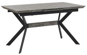 Rozkladací jedálenský stôl sivý betónový efekt 140/180 x 80 cm, pre 6 osôb, kovové priemyselné nohy