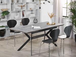 Rozkladací jedálenský stôl sivý betónový efekt 140/180 x 80 cm, pre 6 osôb, kovové priemyselné nohy