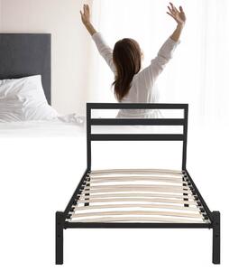 Kovový posteľový rám s lamelami v rôznych veľkostiach a farbách, 90x200 cm, Bella, čierny