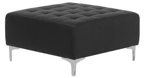 Taburet čierna umelá eko koža prešívané čalúnenie moderná obývacia izba štvorcová podnožka strieborné nohy