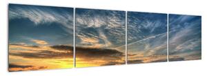 Západ slnka na poli - moderný obraz (Obraz 160x40cm)