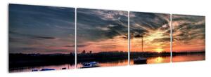Západ slnka v prístave - obraz na stenu (Obraz 160x40cm)