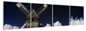Veterný mlyn v zimnej krajine - obraz (Obraz 160x40cm)