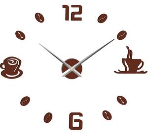 STYLESA Veľké nástenné hodiny nalepovacie COFFE PLEXI P023 hnedé