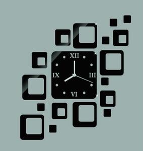 Stylesa - Nalepovacie hodiny na stenu štvorec moderné 50x40 cm FIGARO IA050S i čierne