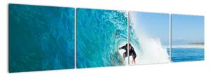 Surfer na vlne - moderný obraz (Obraz 160x40cm)