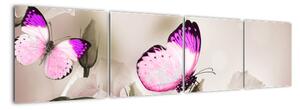 Motýľ na kvetine - obraz (Obraz 160x40cm)