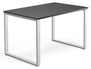 Kancelársky pracovný stôl QBUS, O-rám, 1200x800 mm, čierna/strieborná