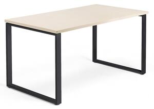Kancelársky pracovný stôl QBUS, O-rám, 1400x800 mm, breza/čierna