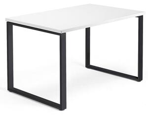 Kancelársky pracovný stôl QBUS, O-rám, 1200x800 mm, biela/čierna