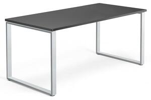 Kancelársky pracovný stôl QBUS, O-rám, 1600x800 mm, čierna/strieborná