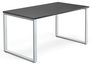 Kancelársky pracovný stôl QBUS, O-rám, 1400x800 mm, čierna/strieborná