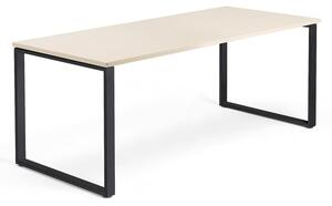 Kancelársky pracovný stôl QBUS, O-rám, 1800x800 mm, breza/čierna
