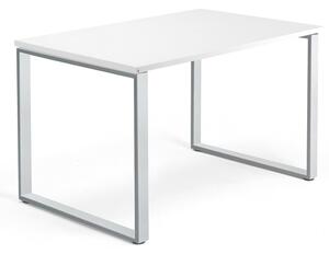 Kancelársky pracovný stôl QBUS, O-rám, 1200x800 mm, biela/strieborná