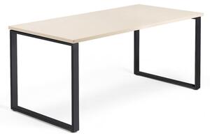 Kancelársky pracovný stôl QBUS, O-rám, 1600x800 mm, breza/čierna