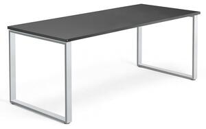Kancelársky pracovný stôl QBUS, O-rám, 1800x800 mm, čierna/strieborná