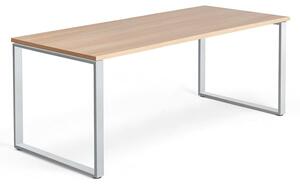 Kancelársky pracovný stôl QBUS, O-rám, 1800x800 mm, dub/strieborná