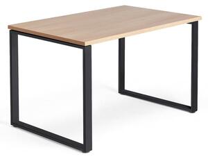 Kancelársky pracovný stôl QBUS, O-rám, 1200x800 mm, dub/čierna
