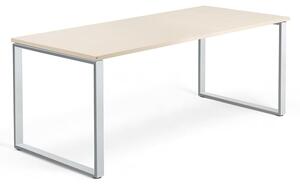 Kancelársky pracovný stôl QBUS, O-rám, 1800x800 mm, breza/strieborná