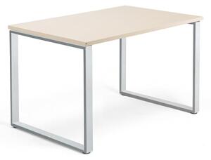 Kancelársky pracovný stôl QBUS, O-rám, 1200x800 mm, breza/strieborná