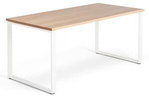 Kancelársky pracovný stôl QBUS, O-rám, 1600x800 mm, dub/biela