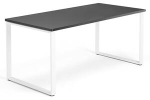 Kancelársky pracovný stôl QBUS, O-rám, 1600x800 mm, čierna/biela