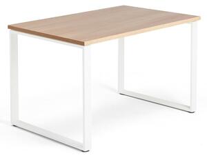 Kancelársky pracovný stôl QBUS, O-rám, 1200x800 mm, dub/biela