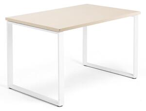 Kancelársky pracovný stôl QBUS, O-rám, 1200x800 mm, breza/biela