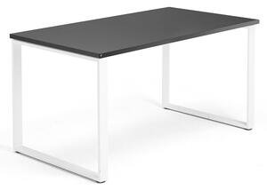 Kancelársky pracovný stôl QBUS, O-rám, 1400x800 mm, čierna/biela