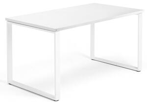 Kancelársky pracovný stôl QBUS, O-rám, 1400x800 mm, biela/biela