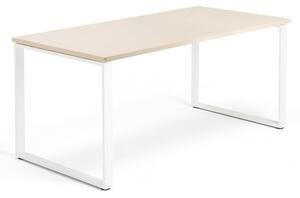 Kancelársky pracovný stôl QBUS, O-rám, 1600x800 mm, breza/biela