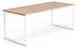 Kancelársky pracovný stôl QBUS, O-rám, 1800x800 mm, dub/biela