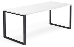 Kancelársky pracovný stôl QBUS, O-rám, 1800x800 mm, biela/čierna