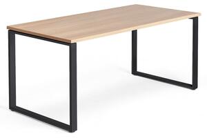 Kancelársky pracovný stôl QBUS, O-rám, 1600x800 mm, dub/čierna